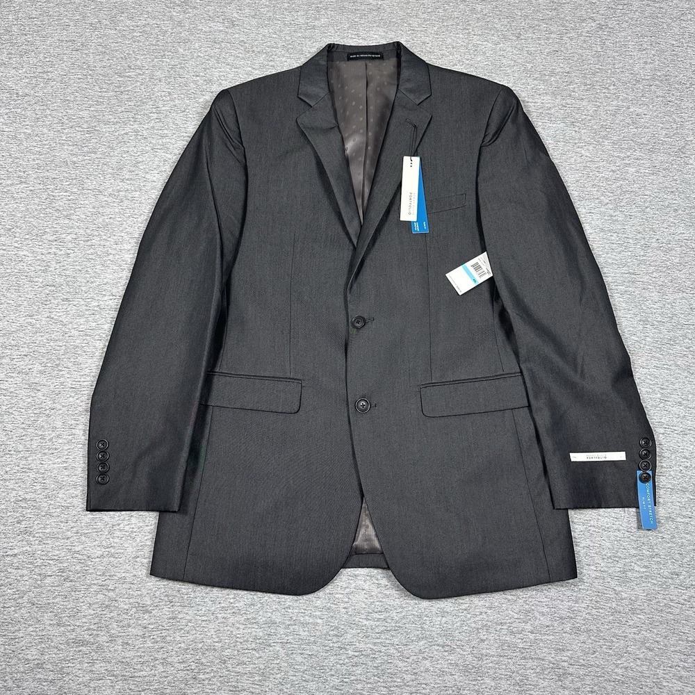 Perry Ellis Blazer Mens 40L Charcoal Gray Slim Fit Office City Suit Jacket NEW